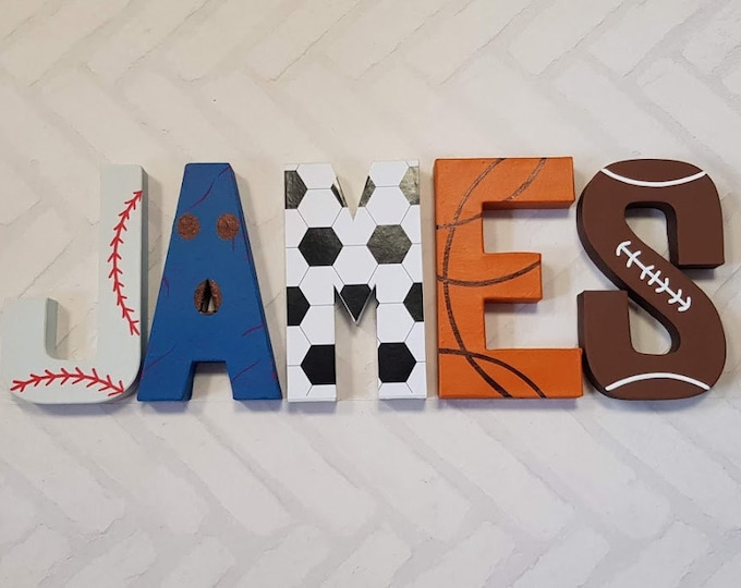 Sports Theme Bedroom - Sports Letters - Sports Kids Name - Sports Wall Art