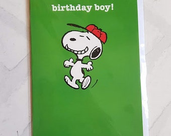 Carte d'anniversaire de garçon de Snoopy - carte de Snoopy - anniversaire de Snoopy - carte pour fan de Snoopy - carte verte - SNOOP2
