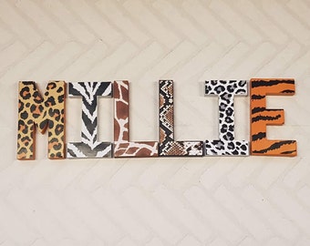 Animal Print Letters - Animal Print Theme Bedroom - Animal Print Kids Name - Animal Print Wall Art