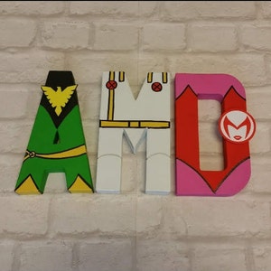 Superhero Letters Personalised Hand Painted Papier Mache Name Initials 3 Super Hero letters only Kids Name MADE TO ORDER image 5