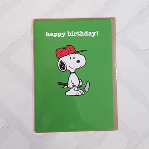 Carte d'anniversaire de Snoopy - carte d'anniversaire de golf - carte de Snoopy - anniversaire de Snoopy - carte pour lui - carte pour fan de Snoopy - carte verte - SNOOP12