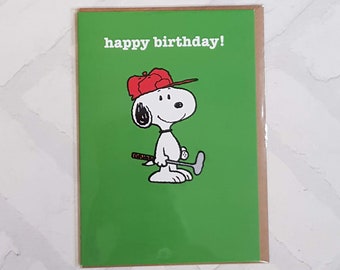 Snoopy Birthday Card - Golf Birthday Card - Snoopy Card - Snoopy Birthday - Card for Him - Card for Snoopy Fan - Green Card - SNOOP12