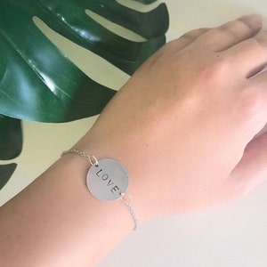 Hand stamped bracelet/Personalized initial bracelet letter/Id bracelet/Custom letter/Disk bracelet/Stamped bracelet/Name bracelet