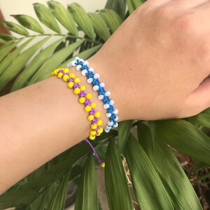 Beaded Bracelet/Friendship bracelet/Square knot bracelet/Macrame bead bracelet/Sliding knot bracelet/Braided bracelet/Adjustable bracelet