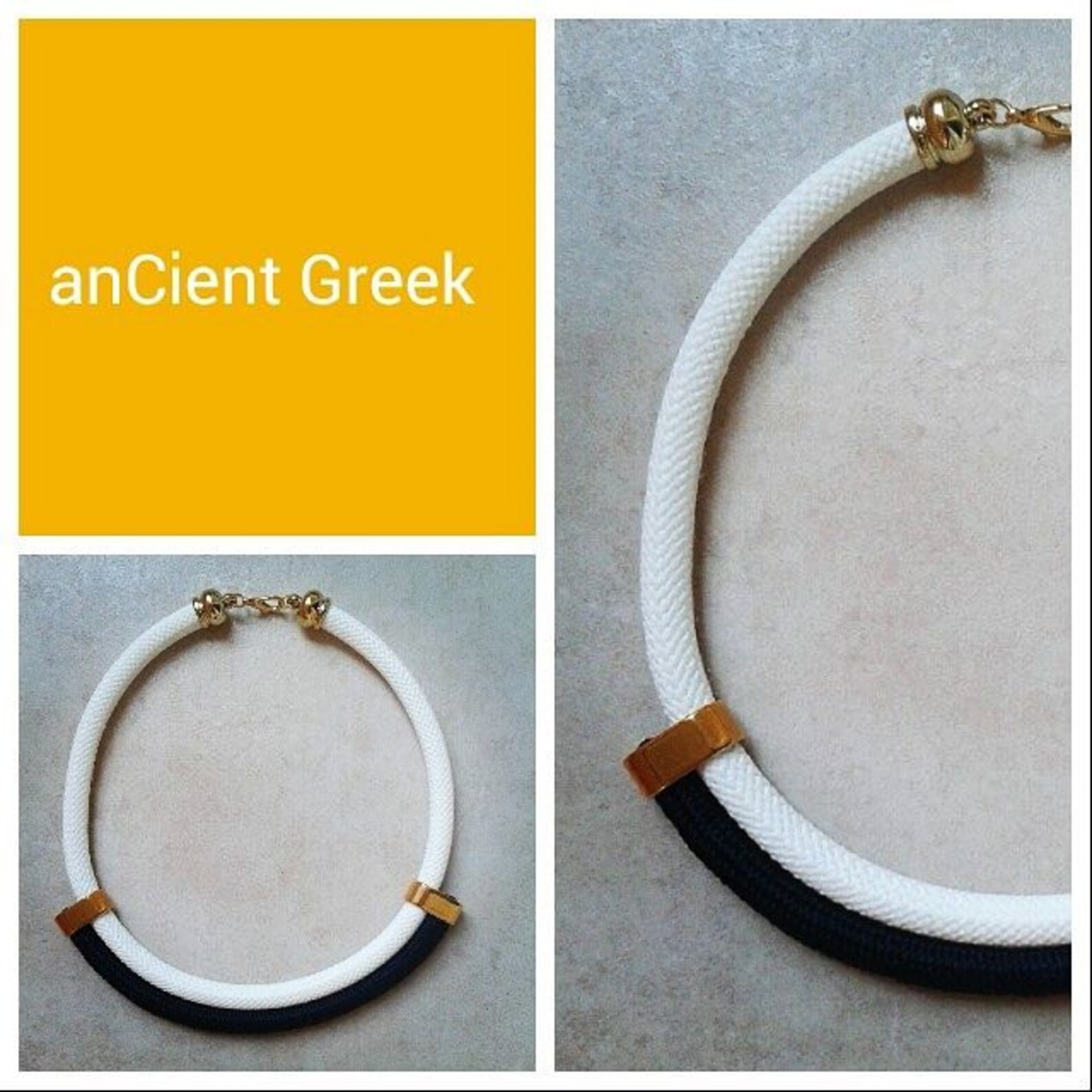 Rope Necklace/white Rope Necklace/black&white Rope Etsy