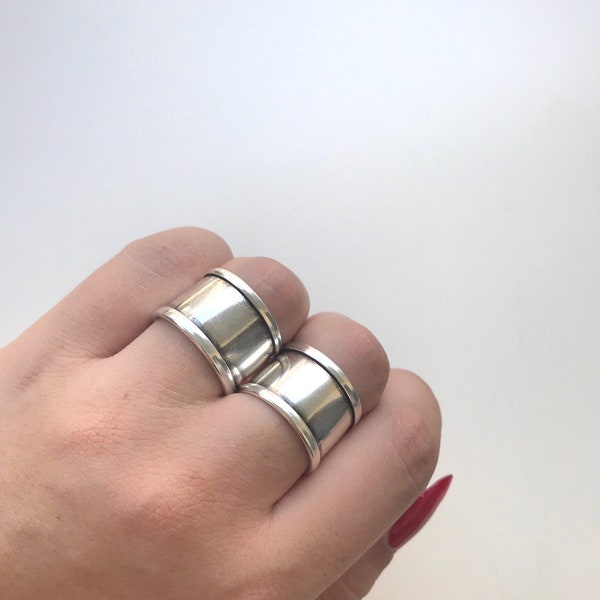 Statement ring/Wide band ring/Minimal ring/Big ring/Silver band ring/Silver tube ring/Silver cuff ring/Adjustable ring/Unisex rings