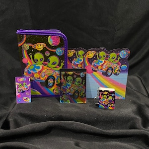 Vintage Lisa Frank Zoomer and Zorbit stationary lot w Zip up Art set