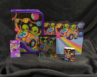 Vintage Lisa Frank Zoomer and Zorbit stationary lot w Zip up Art set