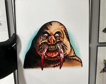 Tusk Tattoo Flash Art Print