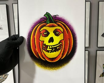 Misfits Jack-O-Lantern Tattoo Flash Art Print