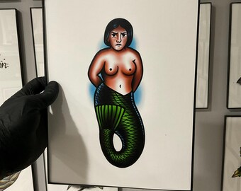 Flash Art Print z tatuażem latarni morskiej