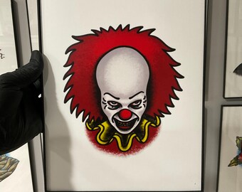 Pennywise IT Tattoo Flash Art Print