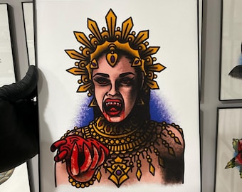 Królowa Potępionych Tatuaż Flash Art Print