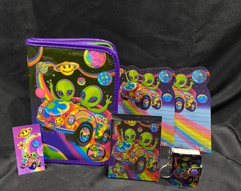 Vintage Lisa Frank Zoomer and Zorbit Stationary Lot w Zip up art set