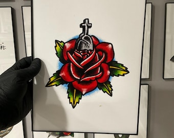Tatuaż Tombstone Rose Flash Art Print