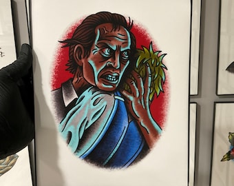 Tatuaż głowy dyni Flash Art Print