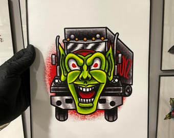 Maksymalny Overdrive Tattoo Flash Art Print