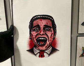 Amerykański psychopata Batemana, tatuaż Flash Art Print