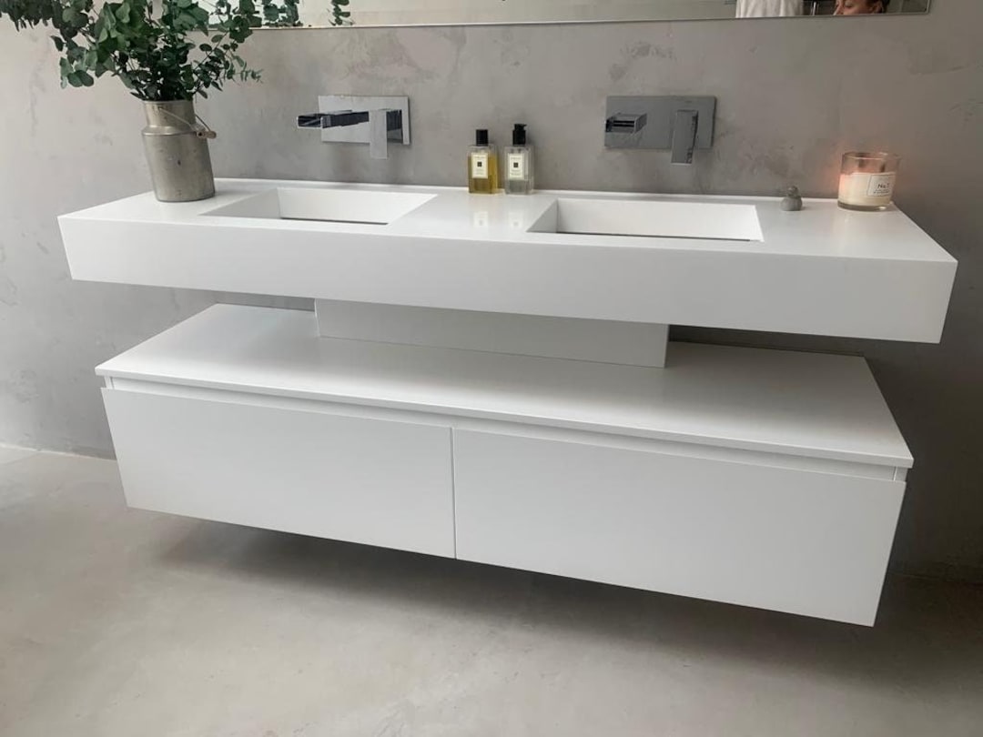 Contemporary Corian Vanity With Hidden Wastedouble TROUGH Etsy UK