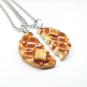 Waffle Necklaces, Bff Jewelry, Bff Necklaces, Waffle Necklace, Food Necklace, Best Friend Jewelry, Waffle Charms, Food Charms