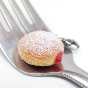 Jelly Donut Charm, Made-To-Order, Polymer Clay Miniature, Boston Cream Doughnut Charm