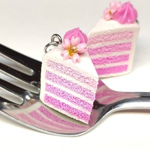 Pink Ombre Cake Charm, Cake Necklace, Layered Cake, Pink Cake Charm, Food charms, Miniature Food Jewelry, Cake jewelry, Foodie Gift