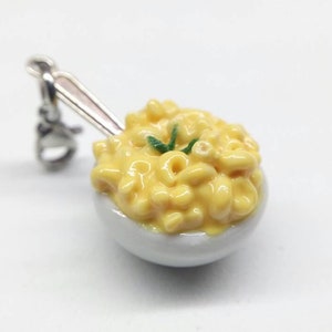 Mac and Cheese Charm, Mac n Cheese, Miniature Food Jewelry, Polymer Clay Food,  Macn cheese Bowl, Bowl of Pasta Charm