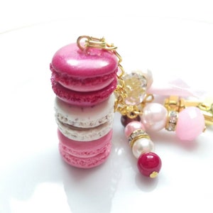 Pink Macaron Planner Charm, French Macaron Keychain, planner charm, purse charm, purse jewelry, red macaron charm, Macaron Jewelry