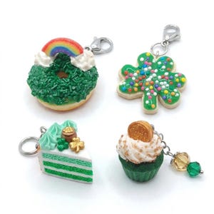 St. Patrick's Day Collection Charms, Miniature Food Jewelry, Kawaii Dollhouse Gift, Handmade Polymer Clay