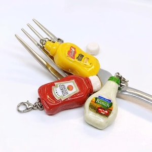 Colgante de botella de kétchup y mostaza, joyería para amantes de la gastronomía, acero inoxidable.