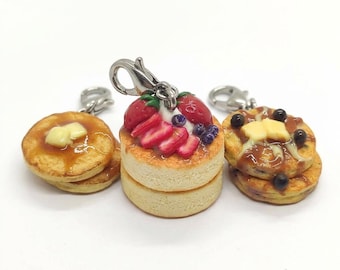 Pancakes Collection Charms, Miniature Food Jewelry, Kawaii Dollhouse Gift, Handmade Polymer Clay