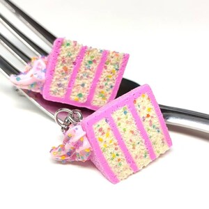 White & Pink Confetti Cake Charm