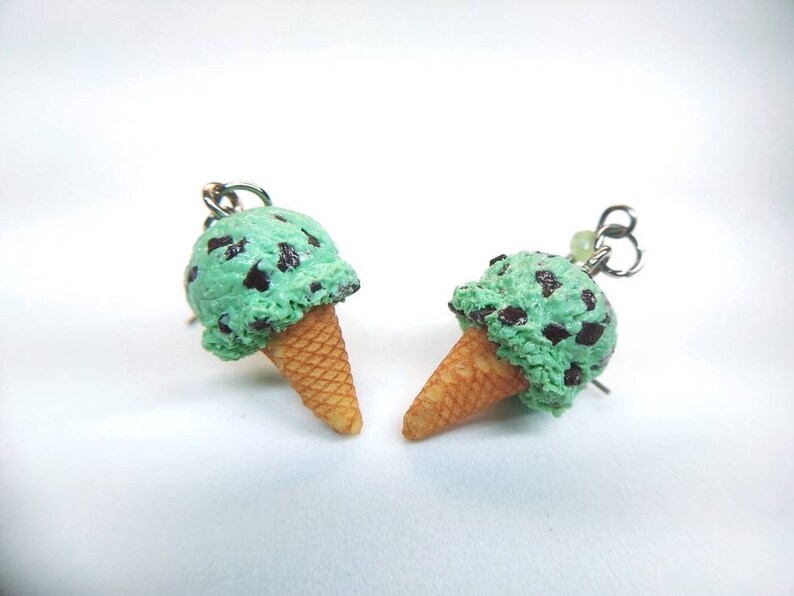 Chocolate Chip Mint Ice Cream Earrings Food Earrings Food Etsy