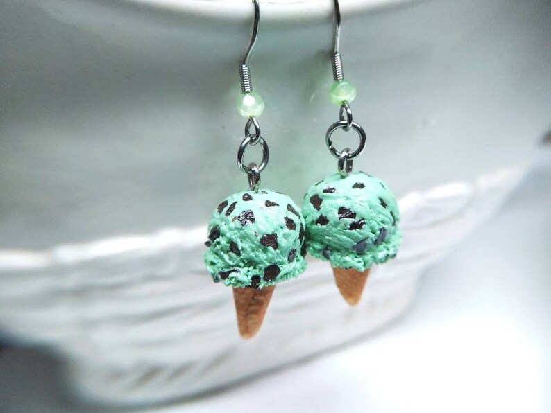 Chocolate Chip Mint Ice Cream Earrings Food Earrings Food Etsy