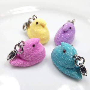 Easter Peeps Charms, Made-To-Order, Easter Jewelry, Miniature Peeps, Easter Peeps Jewelry, Marshmallow Peeps, Easter Peeps Necklace