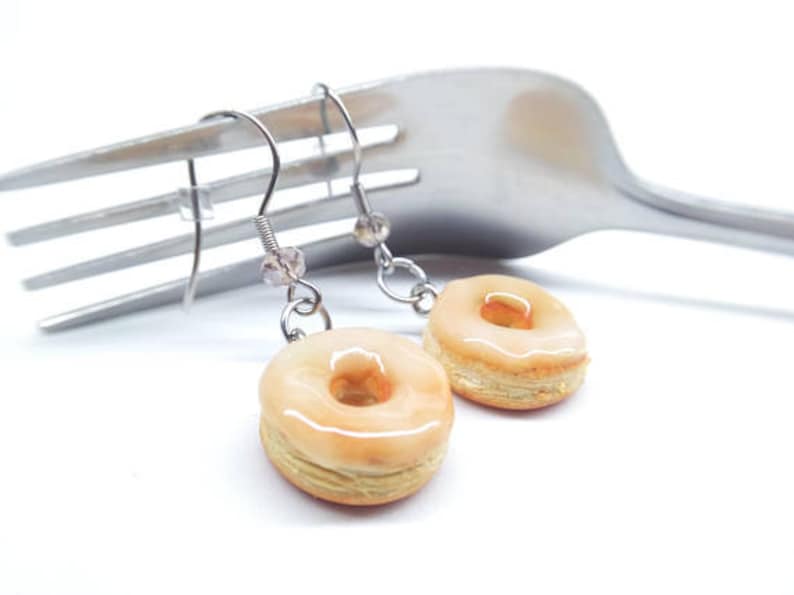 Polymer Clay glasiert und Zucker Donut Anhänger, Miniatur Essen Schmuck Bild 7