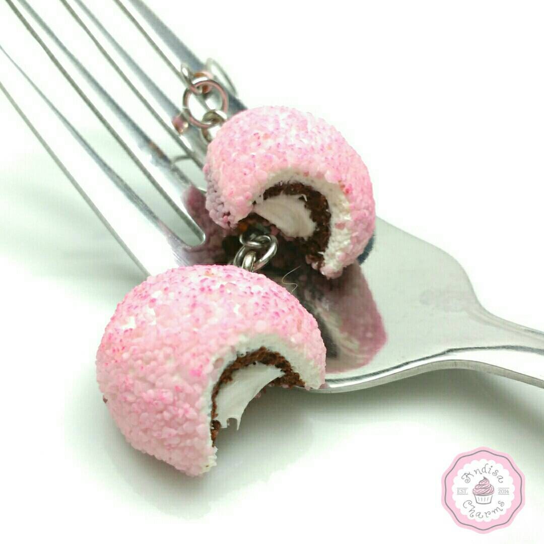 Pink Chocolate Cake Ball Charm Cake charms Food Necklace Etsy