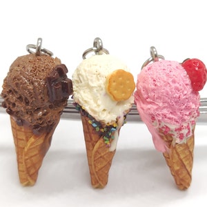 Classic Flavors Ice Cream Charm, Made-To-Order, Polymer Clay Jewelry, Foodie Gift.