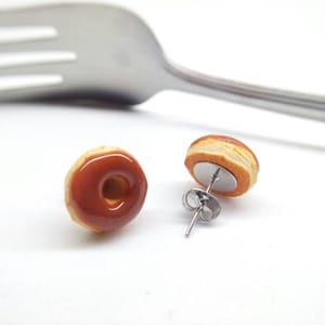Polymer Clay glasiert und Zucker Donut Anhänger, Miniatur Essen Schmuck Bild 5