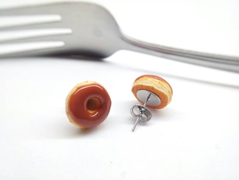 Polymer Clay glasiert und Zucker Donut Anhänger, Miniatur Essen Schmuck Bild 5