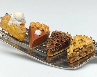 Colección de dijes de tartas de otoño, joyería de comida en miniatura, regalo kawaii para casa de muñecas, arcilla polimérica hecha a mano.