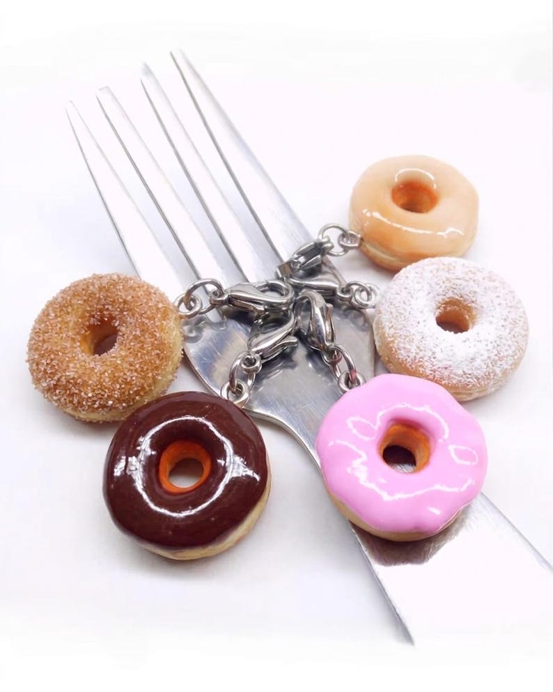 Polymer Clay glasiert und Zucker Donut Anhänger, Miniatur Essen Schmuck Bild 1