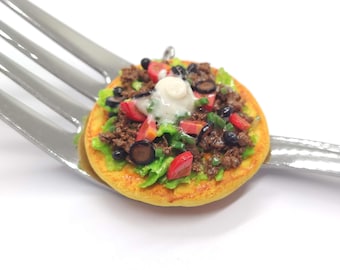 Amuleto de taco navajo, joyería de comida en miniatura, regalo kawaii para casa de muñecas, arcilla polimérica hecha a mano