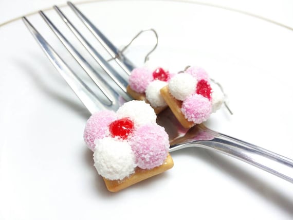 Marshmallow Cookie Charms, Miniature Food Jewelry, Kawaii Dollhouse Gift, Handmade Polymer Clay