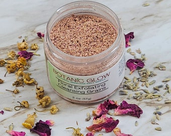 Natural Floral Exfoliating Cleansing Grains 2 oz • Exfoliating Grains • Plant-Based Powder • Non-Foaming Face Cleanser • By Botanic Glow