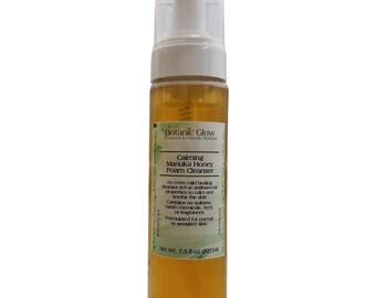 Calming Manuka Honey Foam Facial Cleanser 7.5 oz: Natural Moisturizing Face Cleanser for Sensitive Skin, Eczema & Rosacea by BotanicGlow