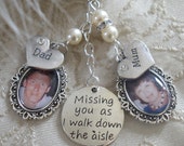 Vintage Inspired Ivory Mum Dad Memorial Bouquet Photo Charm Wedding Bridal