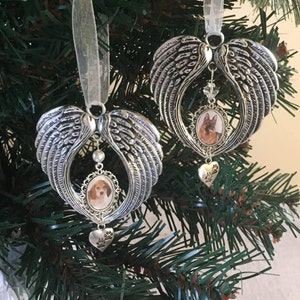 Memorial Pet Photo Hanging Ornament - Swarovski or Preciosa Pearl/ Crystal Bead