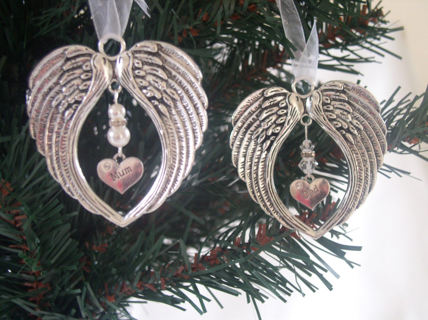 Memorial Angel Wing Christmas Ornament with White Swarovski | Etsy Memorial Angel Wing Christmas Ornament with White Swarovski | Etsy