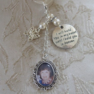 Ivory Butterfly Memorial Bouquet Photo Charm Wedding/Bridal